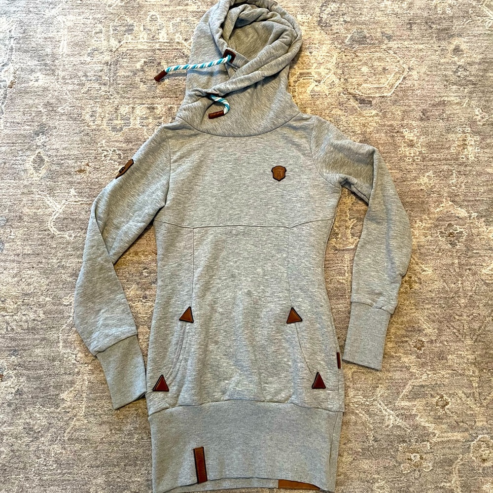 Naketano Long Hoodie Sweatshirt-Dress Gray Small/S EUC! Authentic!
